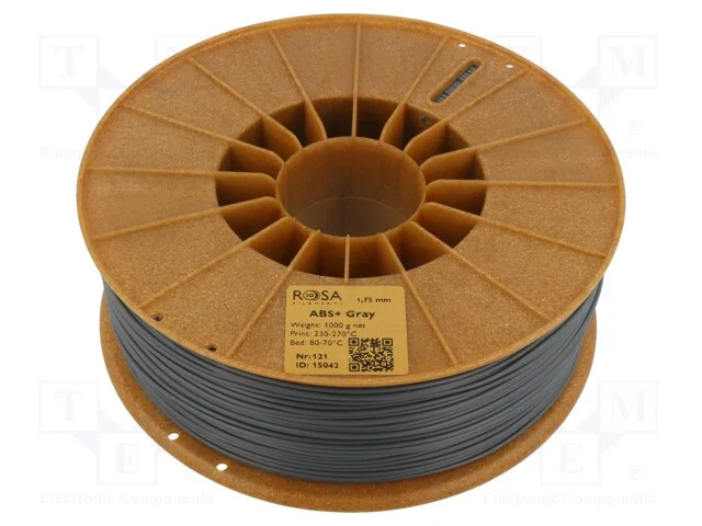 Filamento: ABS+, 1,75mm, cinzenta, 230÷270C, 1kg