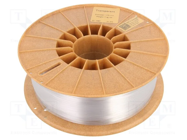 Filamento: PET-G, 1,75mm, transparente, 220÷250C,.