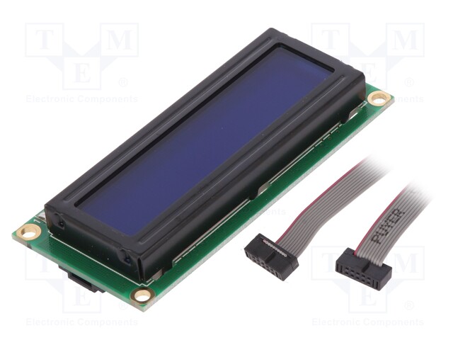Monitor: LCD, 16x2, azul, 80x36mm, LED, Interface.