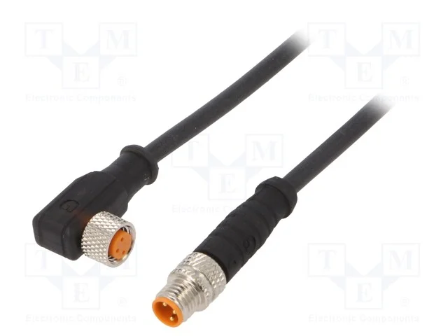 Cabo de conexão, M8, PIN: 3, 1m, ficha, 4A, -25÷8.