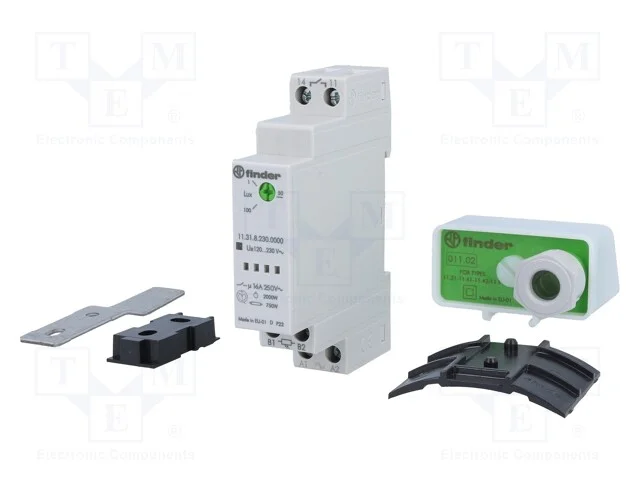 Interruptor ao anoitecer, para trilho DIN, 230VAC.