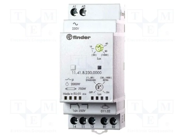 Interruptor ao anoitecer, para trilho DIN, 230VAC.