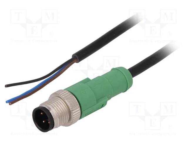 Cabo de Conexão, M12, Pin: 3, Simples, 3m, Ficha, 250vac, 4a, Pvc