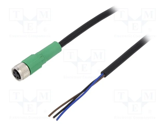 Cabo de Conexão, M8, Pin: 3, Simples, 10m, Ficha, 250vac, 4a, Pvc