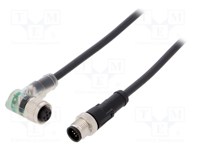 Cabo de Conexão, M12, Pin: 5, 2m, Ficha, 24vac, 4a, -25÷80c, Pur