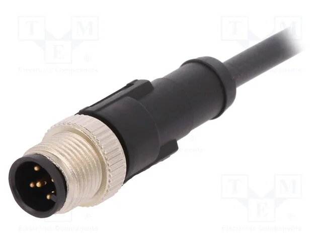 Cabo de Conexão, M12, Pin: 5, Simples, 2m, Ficha, 60vac, 4a, -25÷80c