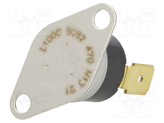 Sensor: termostato, NC, 100C, 10A, 240VAC, conect.