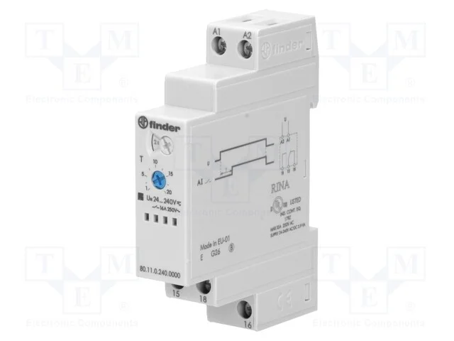 Relé temporizado, 0,1s÷24h, SPDT, 250VAC/10A, Ute.
