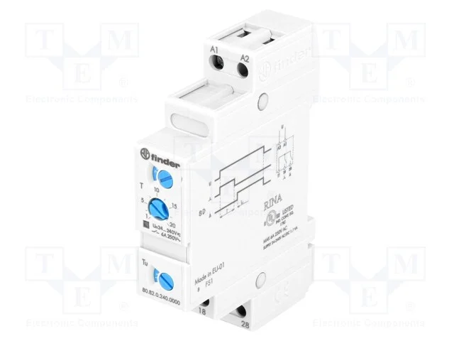 Relé Temporizado, 0,1s÷20min, Dpst-No, 250vac/6a, Uten: 24÷240vac