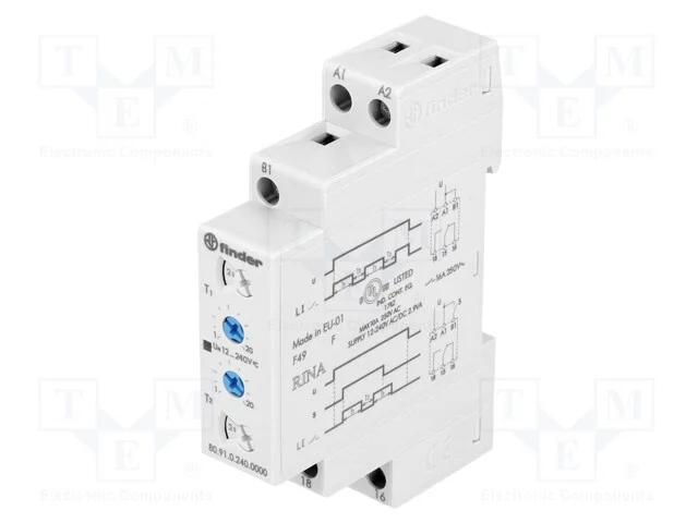 Relé temporizado, 0,1s÷24h, SPDT, 250VAC/10A, Ute.