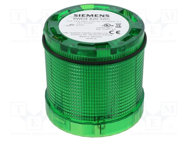 Sinalizador: Luminoso, Led, Verde, 24vdc, 24vac, Ip65, 70x65,5mm