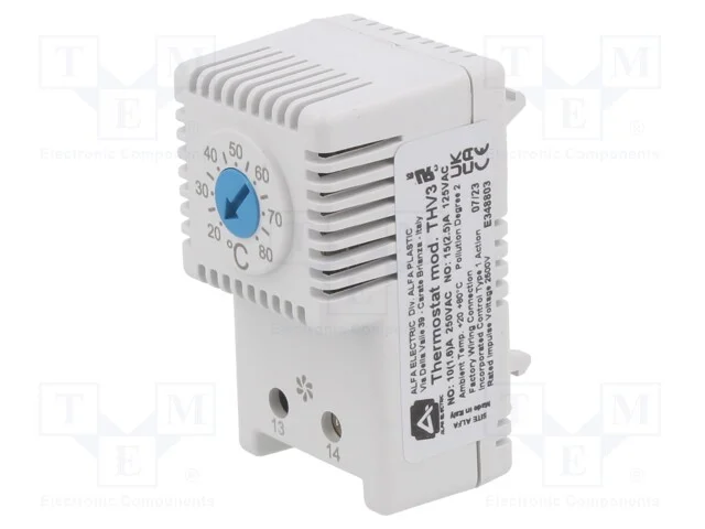 Sensor: Termostato, No, 10a, 250vac, Grampos de Torção, 61x34x35mm