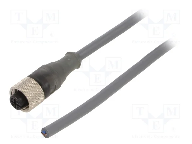 Cabo de Conexão, M12, Pin: 3, Simples, 3m, Ficha, 250vac, 2,7a, Pur