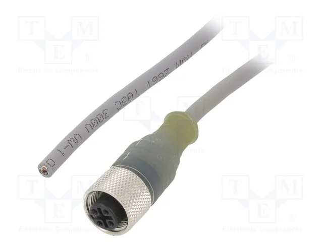 Cabo de Conexão, M12, Pin: 3, Simples, 5m, Ficha, 250vac, 3,1a, Pvc