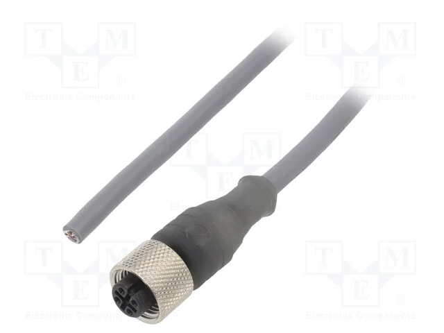 Cabo de Conexão, M12, Pin: 4, Simples, 3m, Ficha, 250vac, 2,2a, Pur
