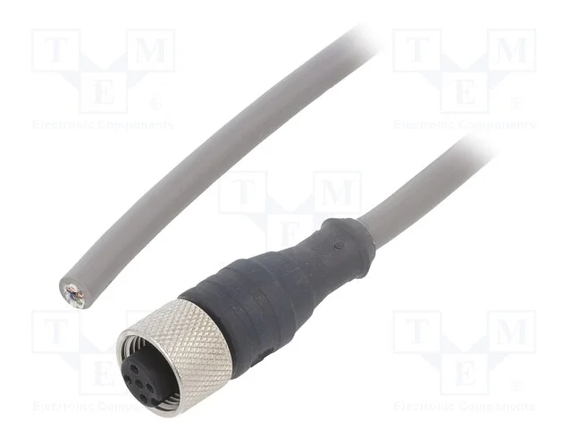 Cabo de Conexão, M12, Pin: 5, Simples, 3m, Ficha, 63vac, 2,5a, Pvc