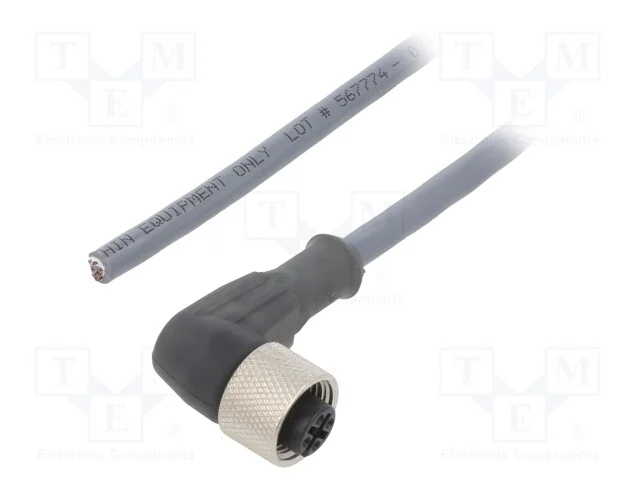 Cabo de Conexão, M12, Pin: 4, Angular, 1m, Ficha, 250vac, 2,2a, Pur