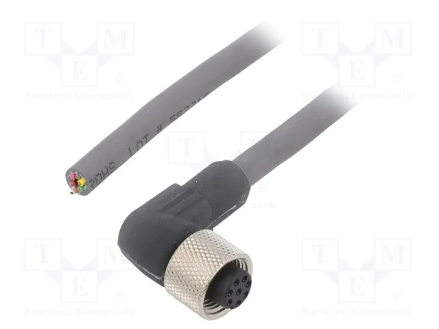 Cabo de Conexão, M12, Pin: 8, Angular, 3m, Ficha, 36vac, 2,2a, Ip67