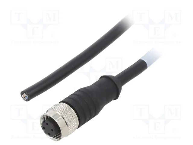 Cabo de Conexão, M12, Pin: 4, Simples, 1m, Ficha, 250vac, 4a, Pvc