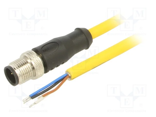 Cabo de Conexão, M12, Pin: 4, Simples, 10m, Ficha, 250vac, 4a, Pvc