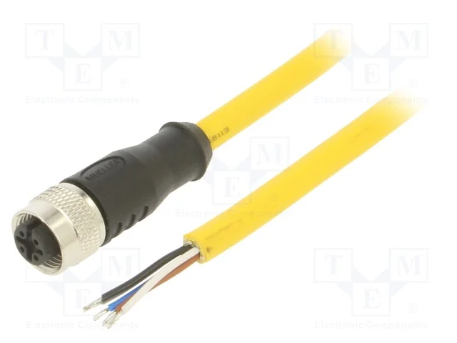 Cabo de Conexão, M12, Pin: 5, Simples, Ficha, 250vac, 4a, Pvc, Ip68