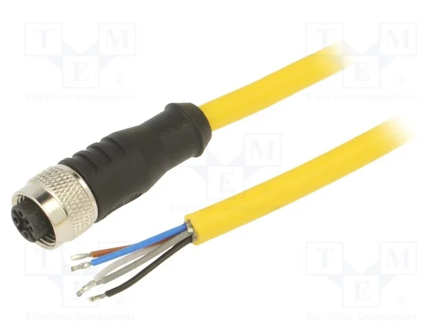 Cabo de Conexão, M12, Pin: 5, Simples, Ficha, 250vac, 4a, Pvc, Ip68