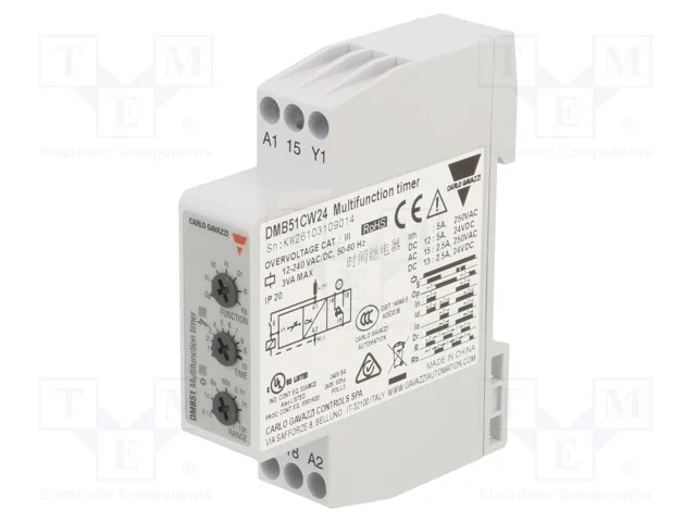 Relé temporizado, 0,1s÷100h, SPDT, 250VAC/8A,24VD.