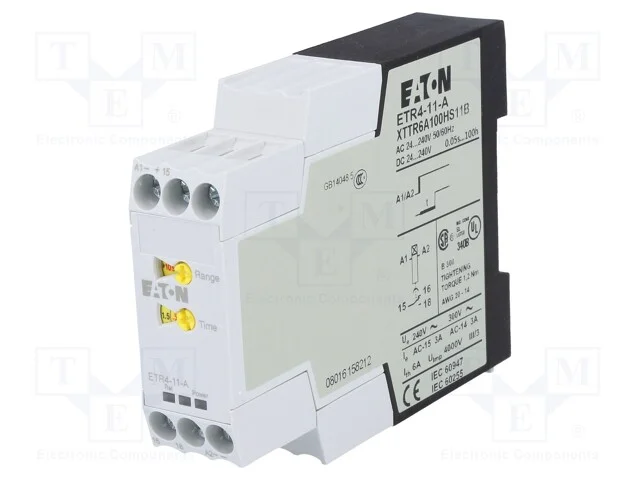 Relé temporizado, 0,05s÷100h, SPDT, 250VAC/3A, Ut.