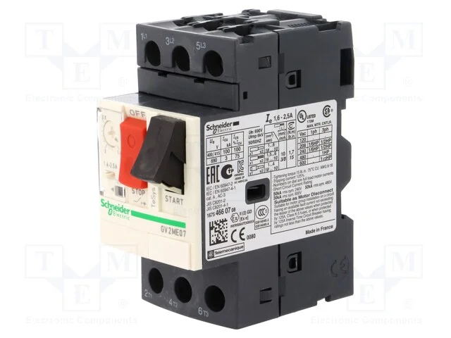 Disjuntor de Motor, 0,75kw, 230÷690vac, para Trilho Din, Ip20