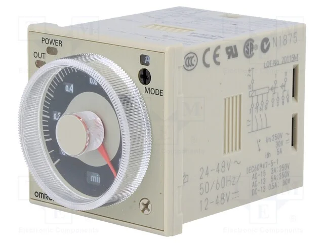 Relé temporizado, 0,05s÷300h, DPDT, 250VAC/5A, Ut.