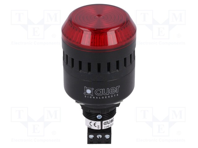 Sinalizador: Sonoro- Fônico, 24vdc, 24vac, Led, Vermelho, Ip65
