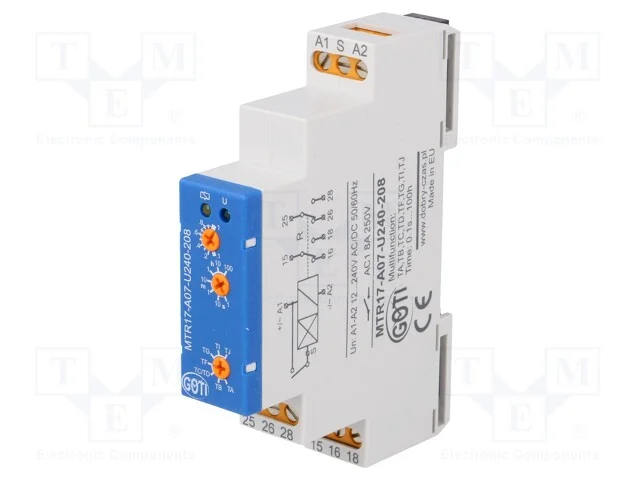 Relé temporizado, 1s÷100h, SPDT x2, 250VAC/8A, Ut.