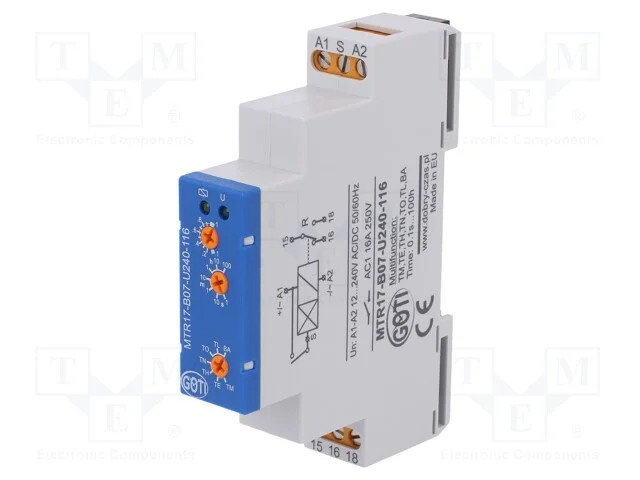 Relé temporizado, 1s÷100h, SPDT, 250VAC/16A, Uten.