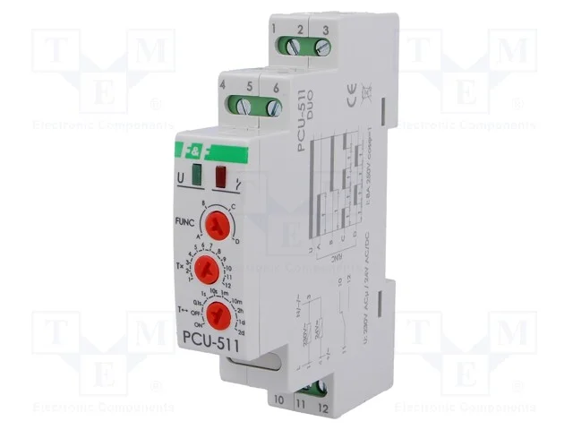 Relé temporizado, 0,1s÷24dias, SPDT, 250VAC/8A, 2.