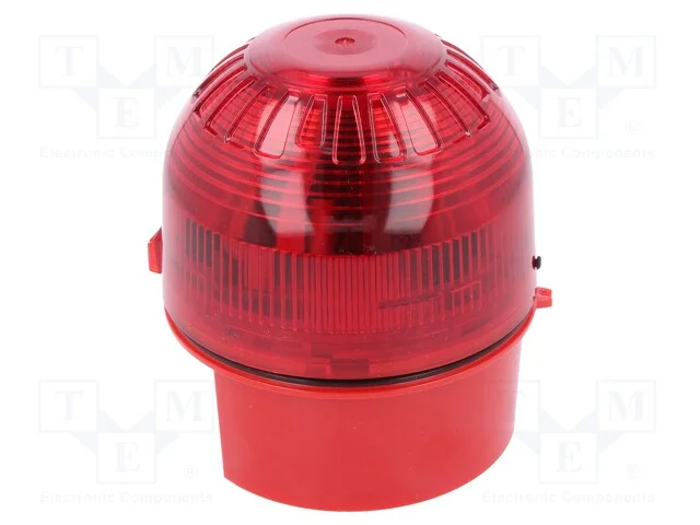 Sinalizador: Luminoso, Luz com Flash, Vermelho, Sonos, 10÷60vdc