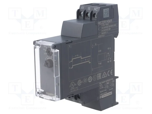 Relé temporizado, 0,05s÷10min, SPDT, 250VAC/5A, U.