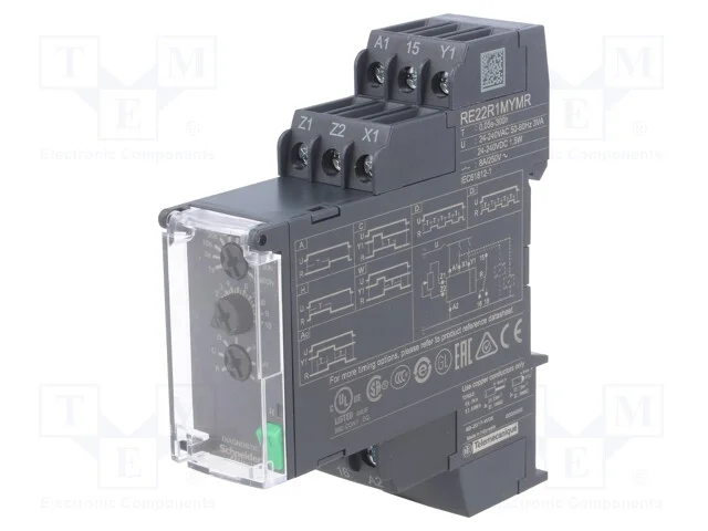 Relé temporizado, 0,05s÷300h, SPDT, 250VAC/8A, Ut.