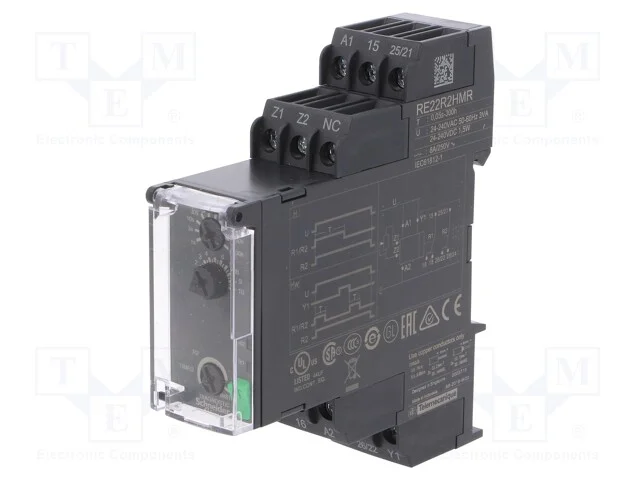 Relé temporizado, 0,05s÷300h, DPDT, 250VAC/8A, Ut.