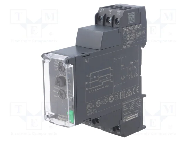 Relé temporizado, 0,05s÷300h, DPDT, 250VAC/8A, Ut.