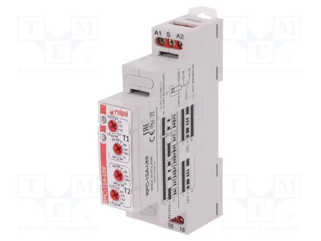 Relé Temporizado, 1s÷10dias, Spdt, 250vac/16a,24vdc/16a, Pin: 6