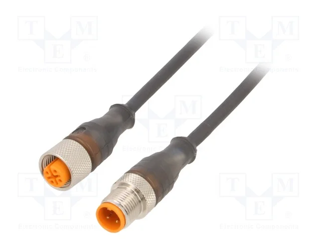 Cabo de Conexão, Pin: 4, 0,6m, Ficha, 230vac, 4a, -25÷80c, Ip67