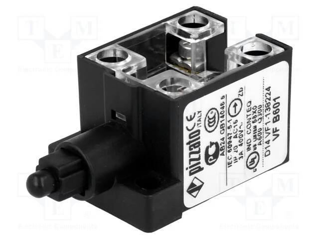 Interruptor Extremo, Mandril de Plástico, No + Nc, 10a, Ip20