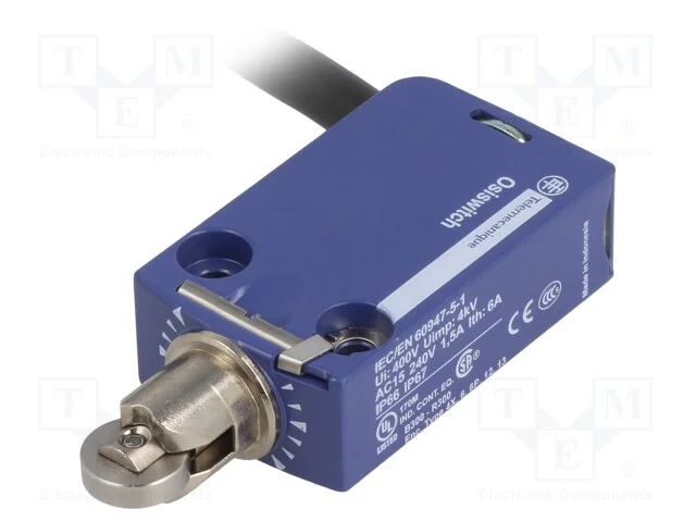 Interruptor Extremo, Rolo de Metal 11,6mm, No + Nc, 6a, Cabo 1m