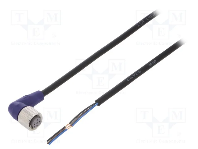 Cabo de Conexão, M12, Pin: 3, Angular, 5m, Ficha, 0,8a, -10÷65c, Pvc