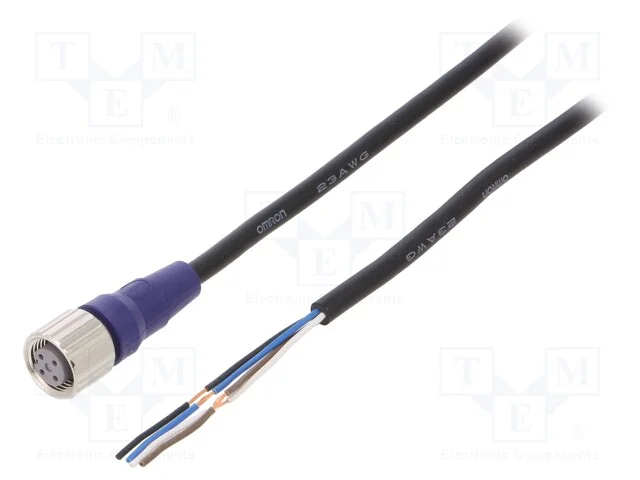 Cabo de Conexão, M12, Pin: 4, Simples, 2m, Ficha, 0,8a, -10÷65c, Pvc