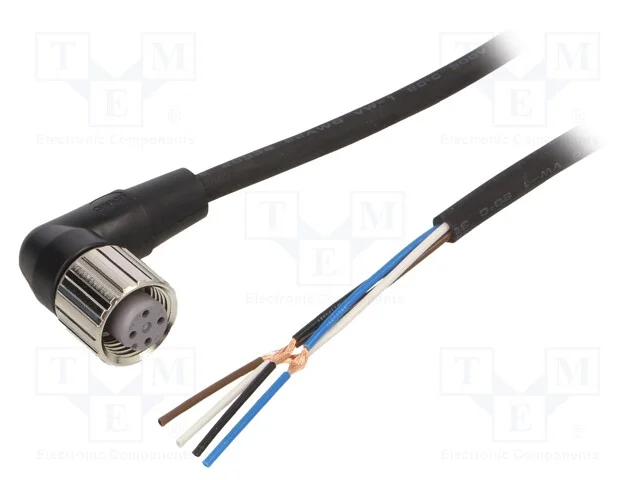 Cabo de Conexão, M12, Pin: 4, Angular, Compr: 5m, Ficha, 4a, -10÷80c