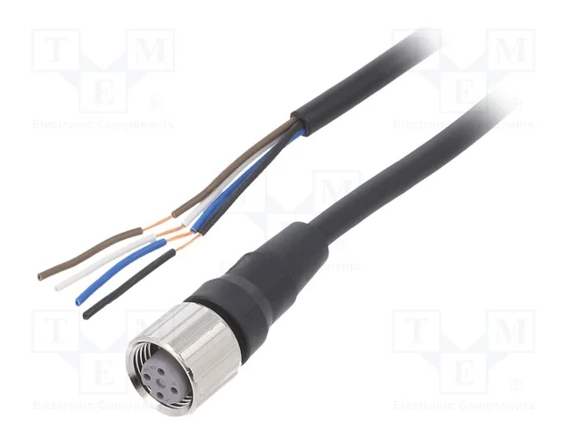 Cabo de Conexão, M12, Pin: 4, Simples, Compr: 5m, Ficha, 4a, -10÷80c