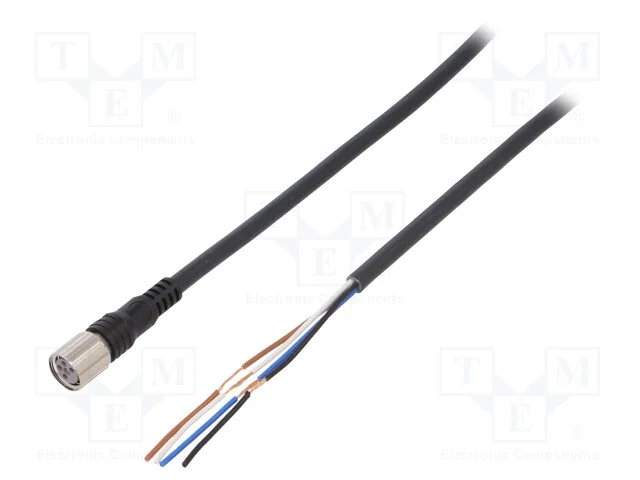 Cabo de Conexão, M8, Pin: 4, Simples, 5m, Ficha, 1a, -25÷70c, Pvc