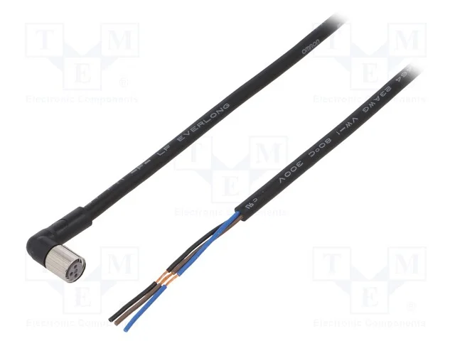 Cabo de Conexão, M8, Pin: 3, Angular, Compr: 5m, Ficha, 1a, -10÷80c