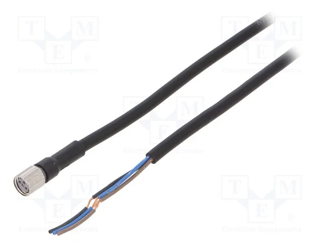 Cabo de Conexão, M8, Pin: 3, Simples, Compr: 2m, Ficha, 1a, -10÷80c